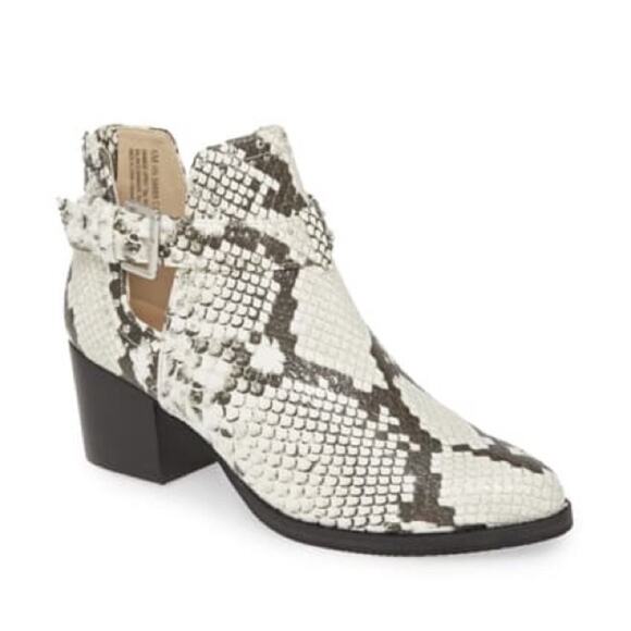 bp Shoes - BP Sadey Snake Print Studded Cutout Ankle Boots